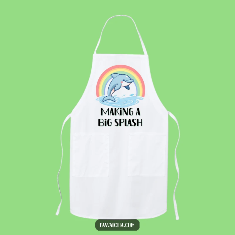 Funny Dolphin Apron, Leaping Rainbow Ocean Kitchen Wear, Perfect Joyful Gift