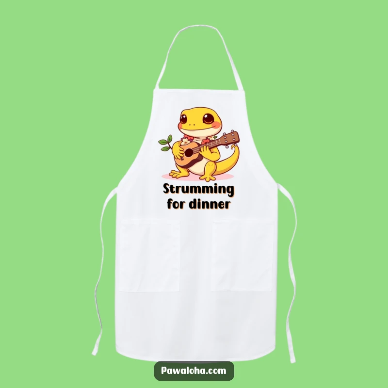 Funny Gecko Chef Apron: Kawaii Musician, Tropical Cooking, Hilarious Funny Gift!
