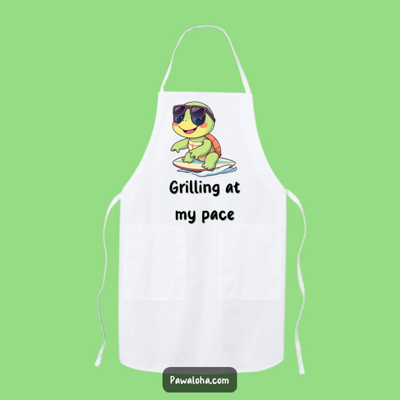 Funny Turtle Surfer Apron: Cool Sunglasses Dude Kitchen Gift