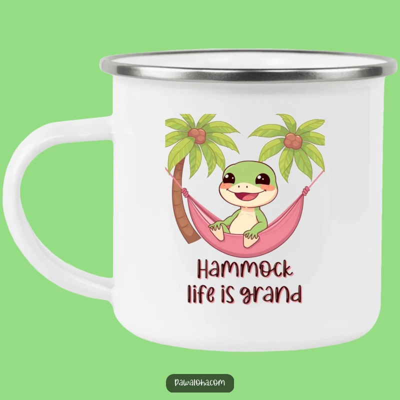 Funny Gecko Hammock Camping Mug: Adventure & Humor Gift