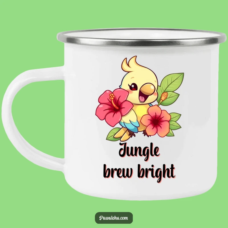Funny Parrot Camp Mug: Tropical Sips Outdoors, Your Cheerful Funny Adventure Gift