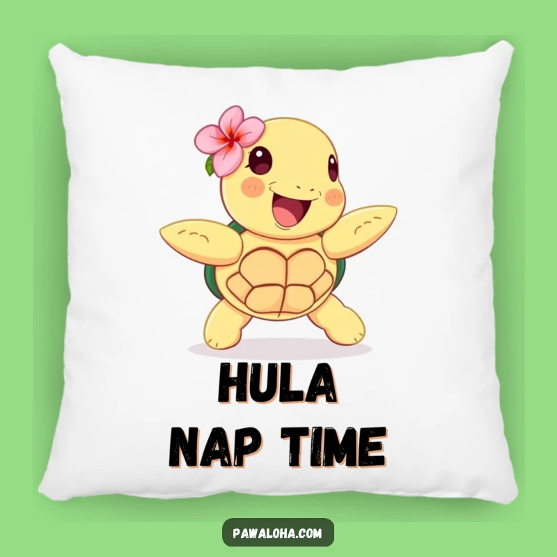 Funny Hula Pillow: Happy Sea Turtle, Tropical Comfort, Cozy Funny Gift!