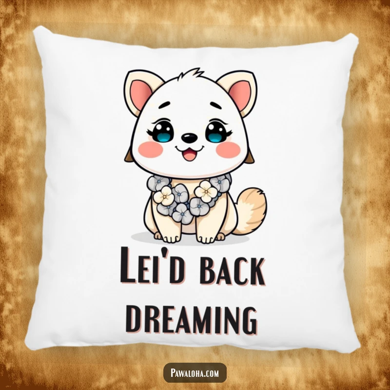 Funny Kawaii Aloha Animal Pillow: Cute cartoon animal with a lei, smiling brightly, perfect for soft comfort and cheerful vibes.