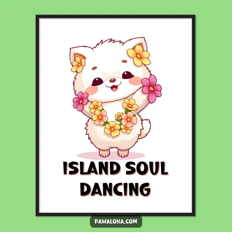 Funny Fluffy Animal Lei Dance Digital Art - Joyful Tropical Decor
