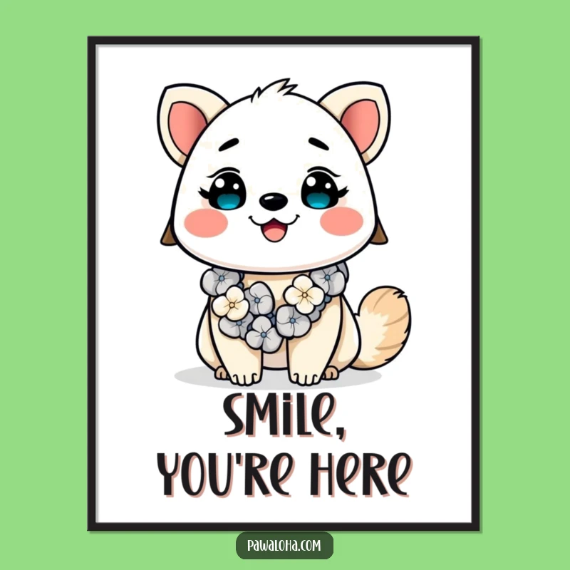 Funny Kawaii Aloha Animal Digital Art Print: Instant Tropical Smiles for Your Walls