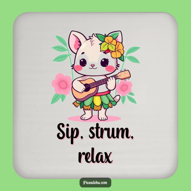 Funny Kawaii Hula Animal Drink Coaster: Protect Surfaces with Tropical Humor