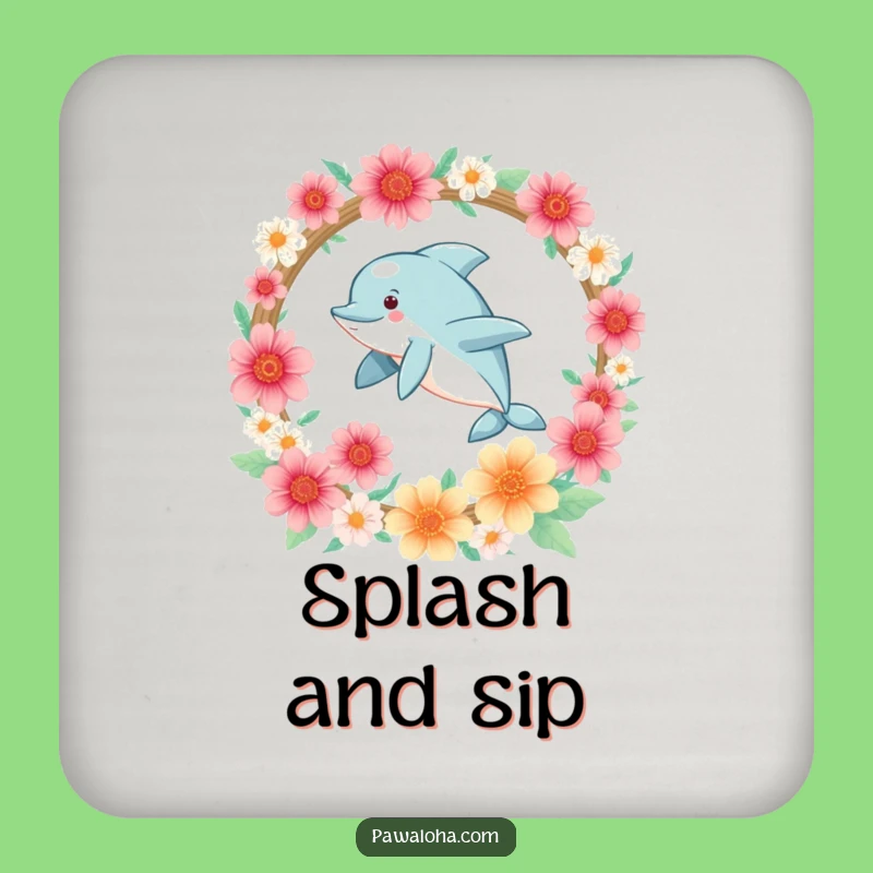 Funny Kawaii Dolphin Drink Coaster: Cute Table Protector, Perfect Ocean Themed Funny Gift