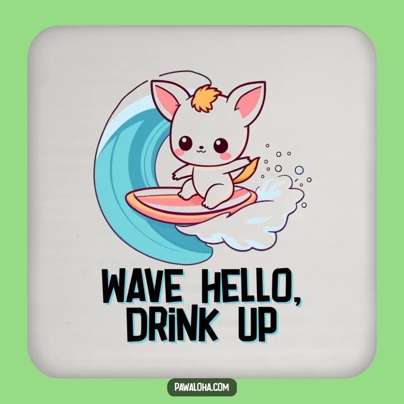 Funny Kawaii Surfer Animal Drink Coaster: Keep Your Surfaces Dry with Style