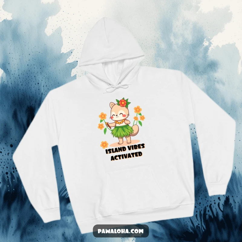 Funny Hoodie: A cute animal in a grass skirt performs a hula dance, offering warmth and a dose of tropical humor.