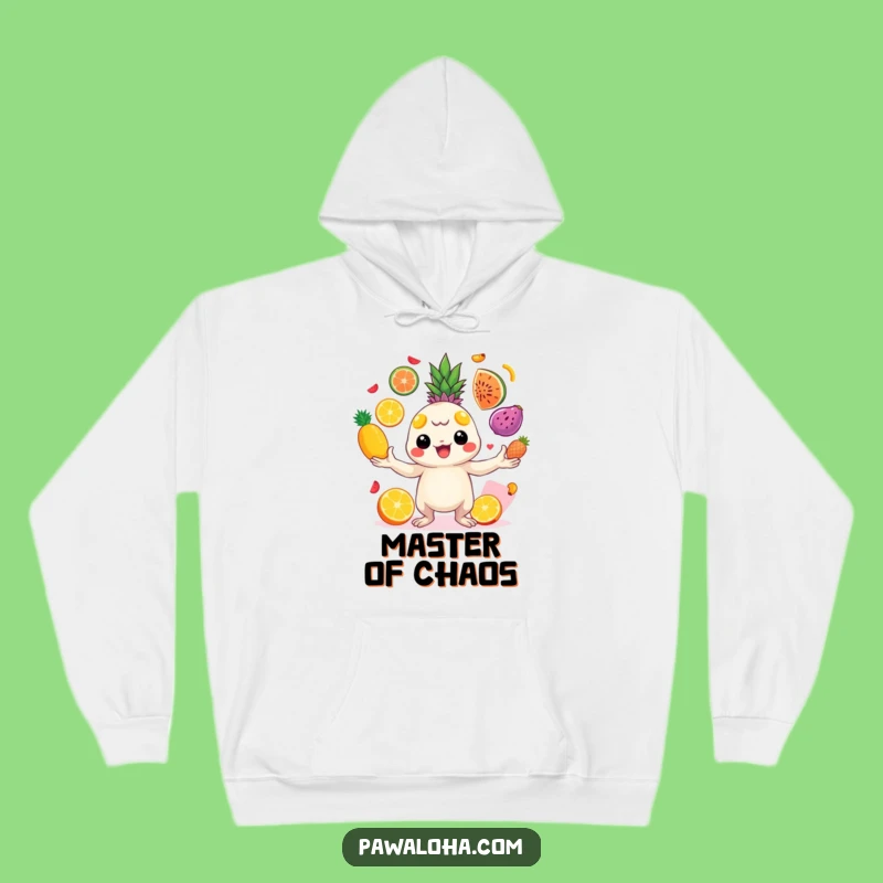 Funny Juggling Creature Hoodie - Cozy Fruit & Energy Comfort
