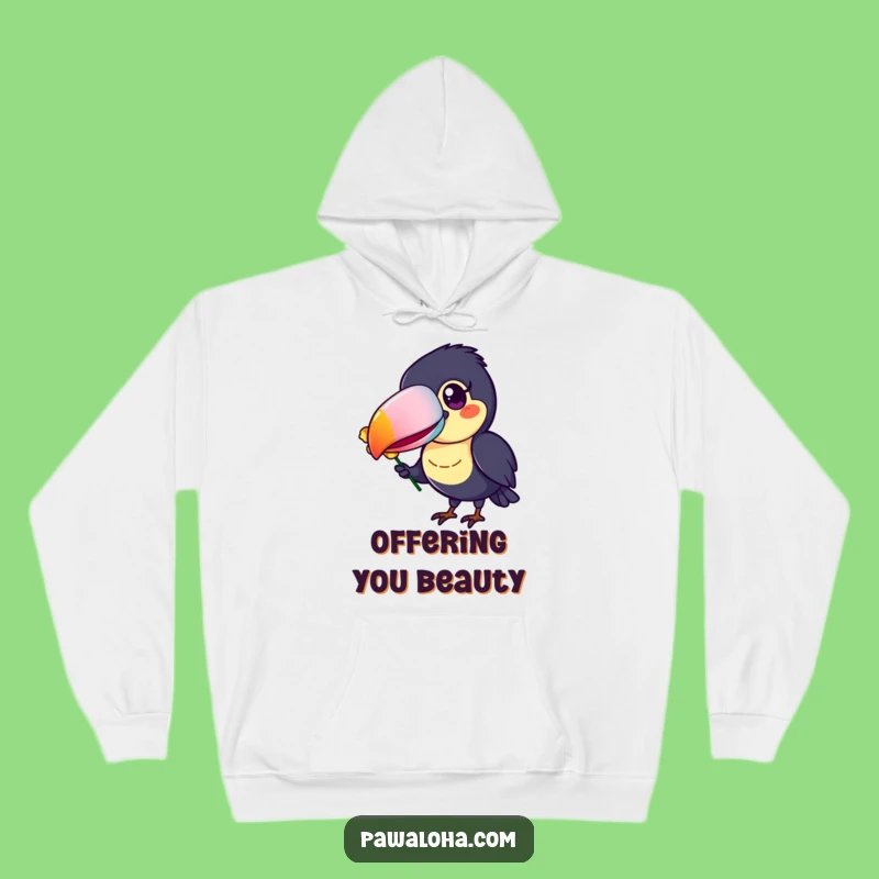 Funny Toucan Hoodie, Colorful Beak Flower Offering Sweatshirt, Perfect Cozy Gift