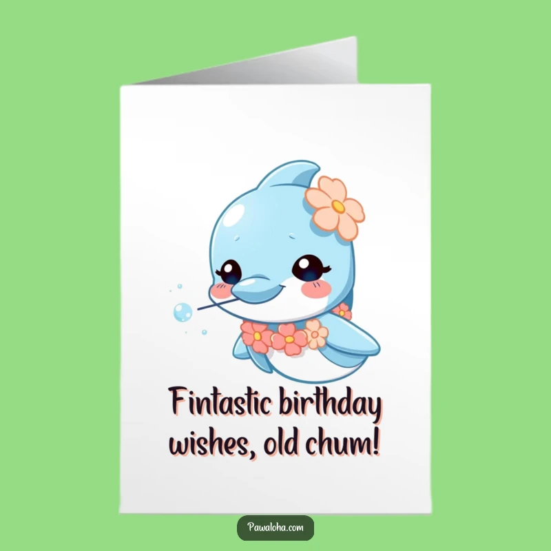 Free Printable Birthday Card Dolphin Lei Funny Downloadable Greeting Gift