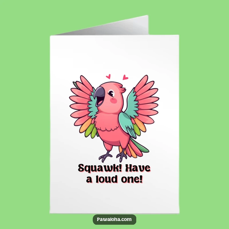 Free Printable Parrot Birthday Card: Funny Singing Bird Downloadable Greeting, Perfect for a Cheerful Gal!