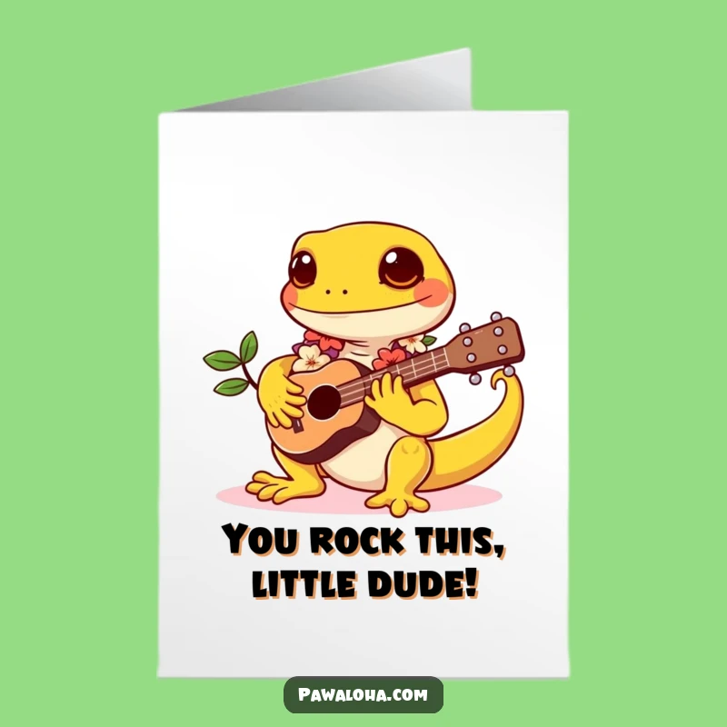 Free Printable Congrats Card: Gecko Ukulele Vibes for a Hilarious Downloadable Gift!