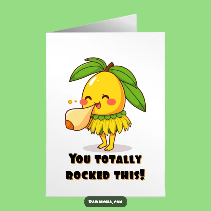 Free Printable Congrats Card: Joyful Mango Conch Blower - Funny Downloadable Celebration
