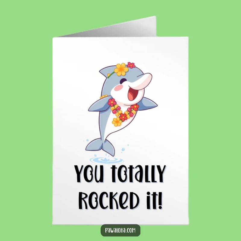 Free Printable Dolphin Congratulations Card: Funny Lei Dolphin Gift, Downloadable Art