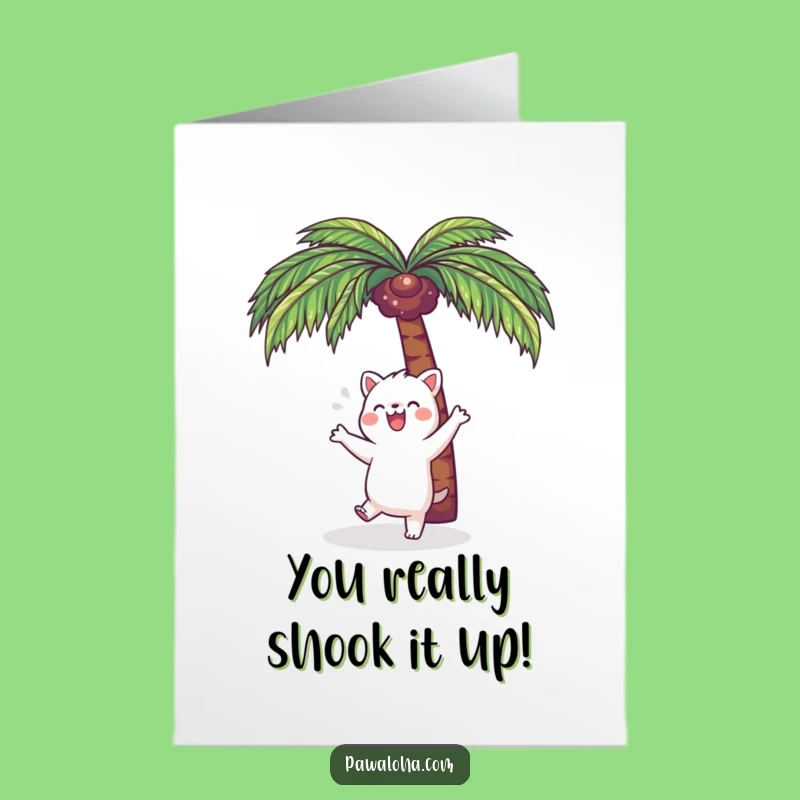 Free Printable Congrats Card: Dancing Animal Palm Tree Celebration Downloadable Gift