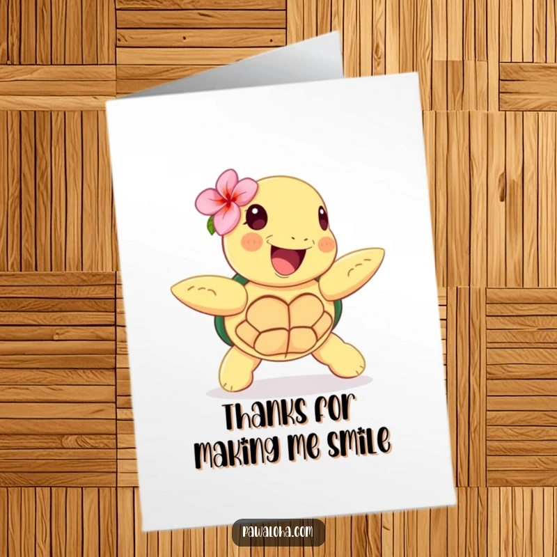 Funny Free Printable Thank You Card: A sea turtle doing a hula dance, a fun way to express thanks, a delightful downloadable gift.