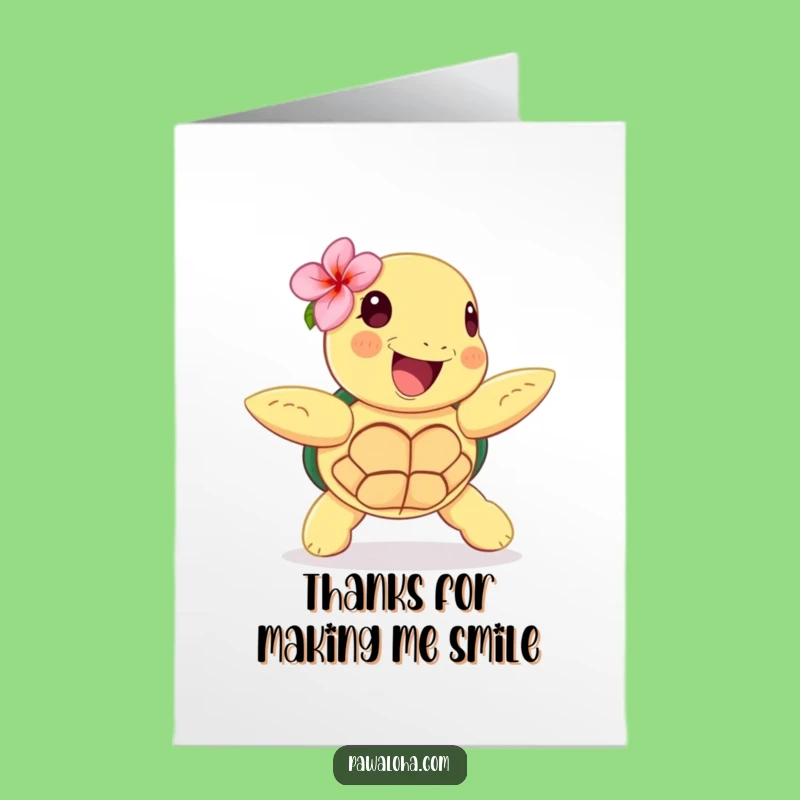 Free Printable Thank You Card: Hula Turtle Dance for a Funny Downloadable Grateful Gift!