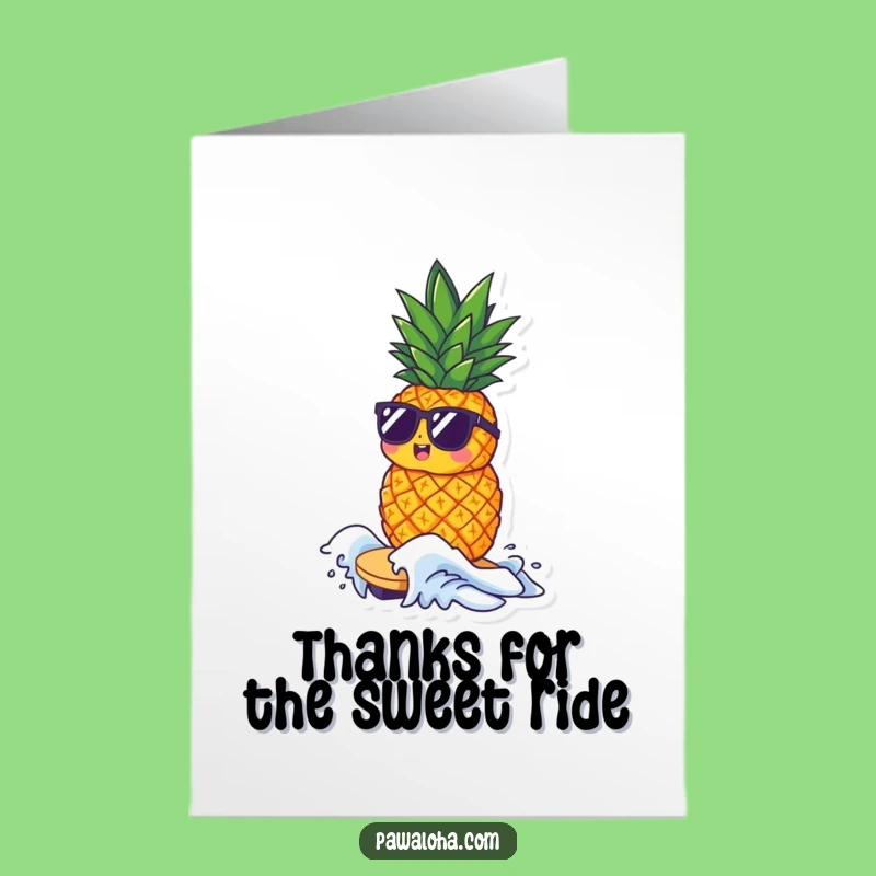 Free Printable Thank You Card: Pineapple Wave Rider for a Funny Downloadable Grateful Gift!