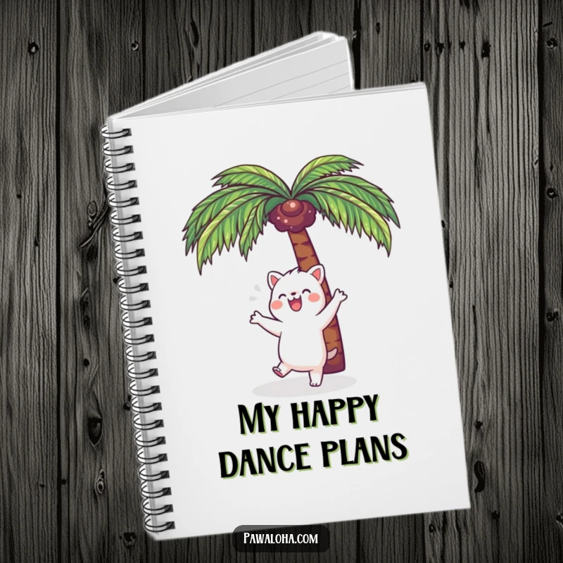 Funny Kawaii Dance Animal Notebook: Adorable cartoon creature dancing under a palm tree, perfect for journaling and creative inspiration.