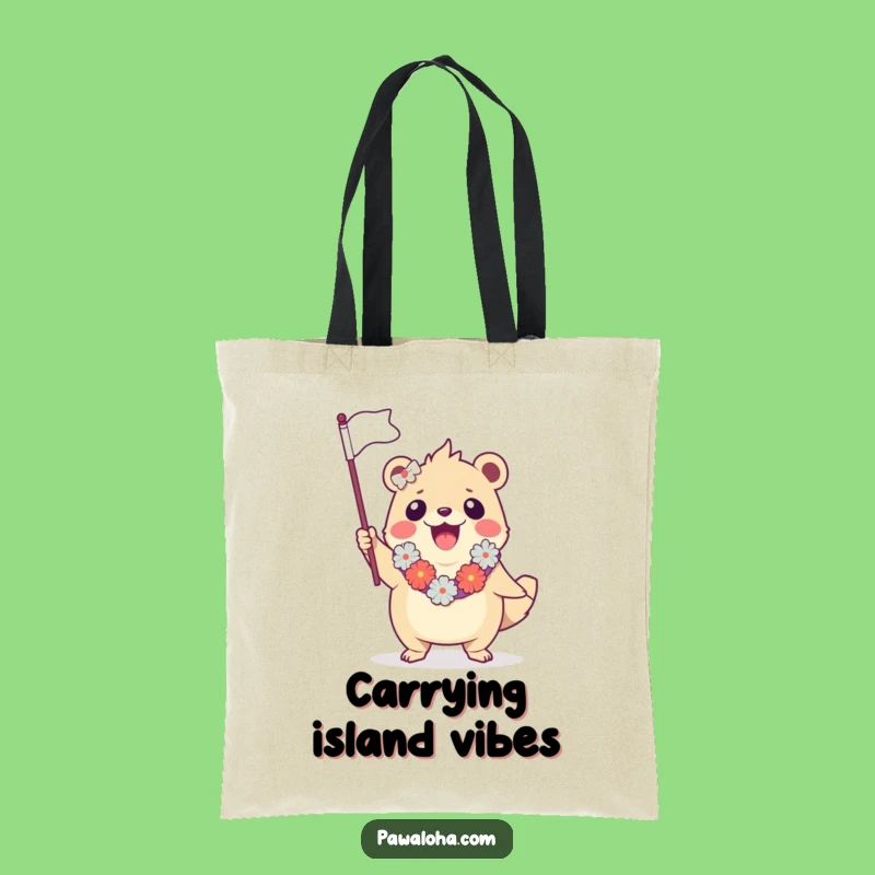 Funny Creature Tote Bag: Spacious Aloha Flag Waving Carryall, Perfect Humorous Gift